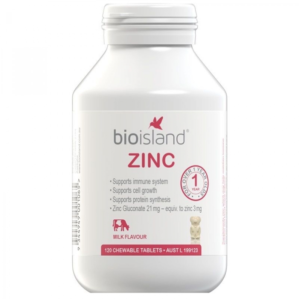 BioIsland zinc儿童补锌咀嚼片120粒 牛奶味