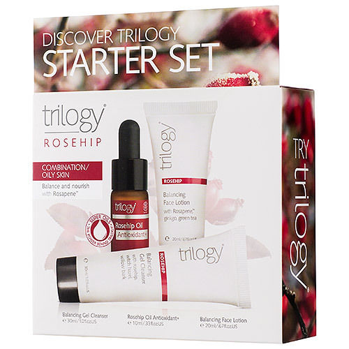 Trilogy玫瑰果系列三件套 混合/油性肤质（玫瑰果平衡洁面啫喱30ml、抗氧化玫瑰果油10ml、玫瑰果平衡润肤乳20ml）