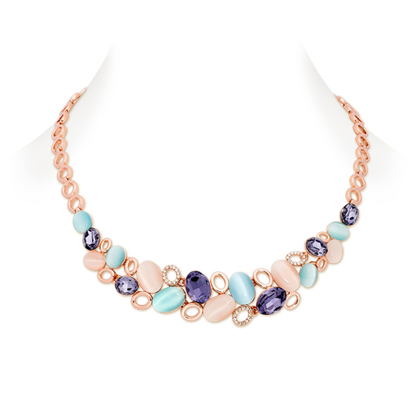 【澳洲仓】Pica Lela  奢华镀18K玫瑰金派对项链耳环套装MNR-5511-CM,MER-2398-CZ-7MM（原价244刀）（送耳钉）