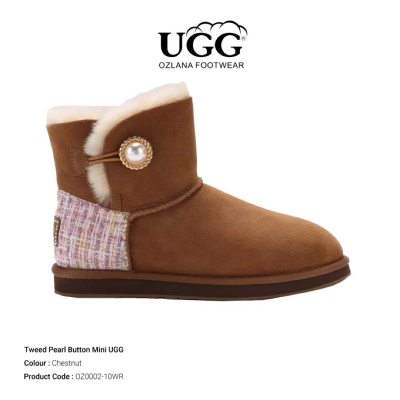 【澳洲仓】【任意两双65刀】OZLANA UGG OZ0002-10WR 秋冬 法兰西花呢珍珠纽扣雪地靴（下单联系客服改价）