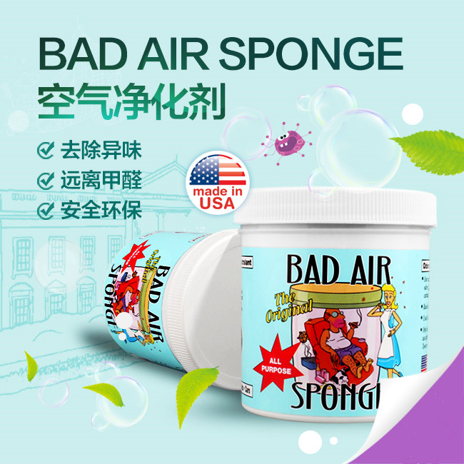 美国直邮 Bad Air Sponge空气净化剂除甲醛清除剂除味剂室内汽车去异味