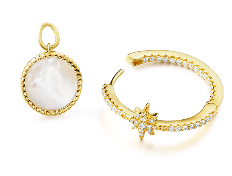 【澳洲仓】【限量】APM Monaco AE9947XNAY 金色纯银镶晶钻流星珍珠吊坠耳环耳钉耳坠（原价1140元）