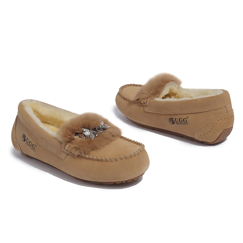 【澳洲仓】DK UGG DK215 秋冬新款 兔毛装饰小蜜蜂豆豆鞋