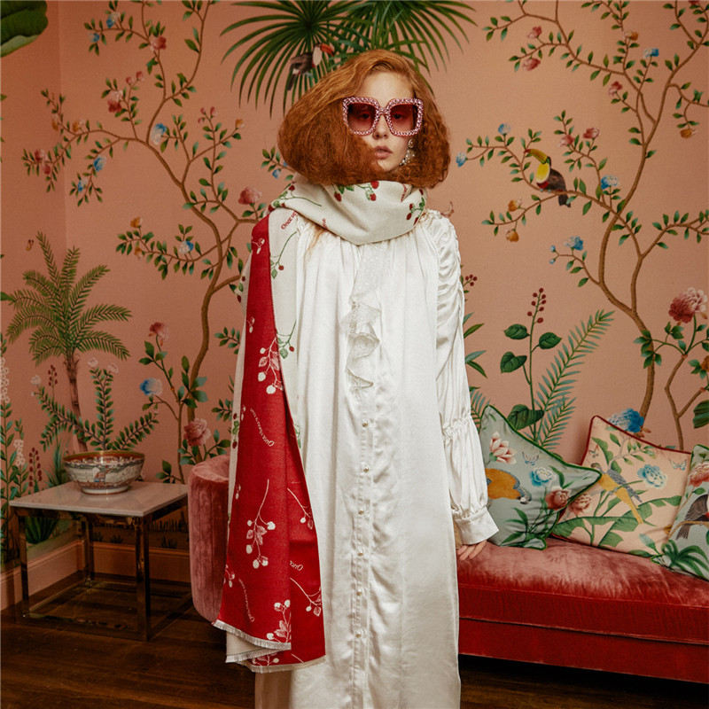 【中国仓】OZLANA AU 双面树莓羊毛围巾 AU183003