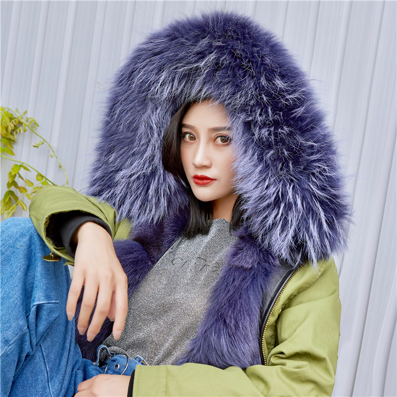 【中国仓】【中国发货】DK UGG DF1003 工装风皮草大衣 蓝紫狐狸毛