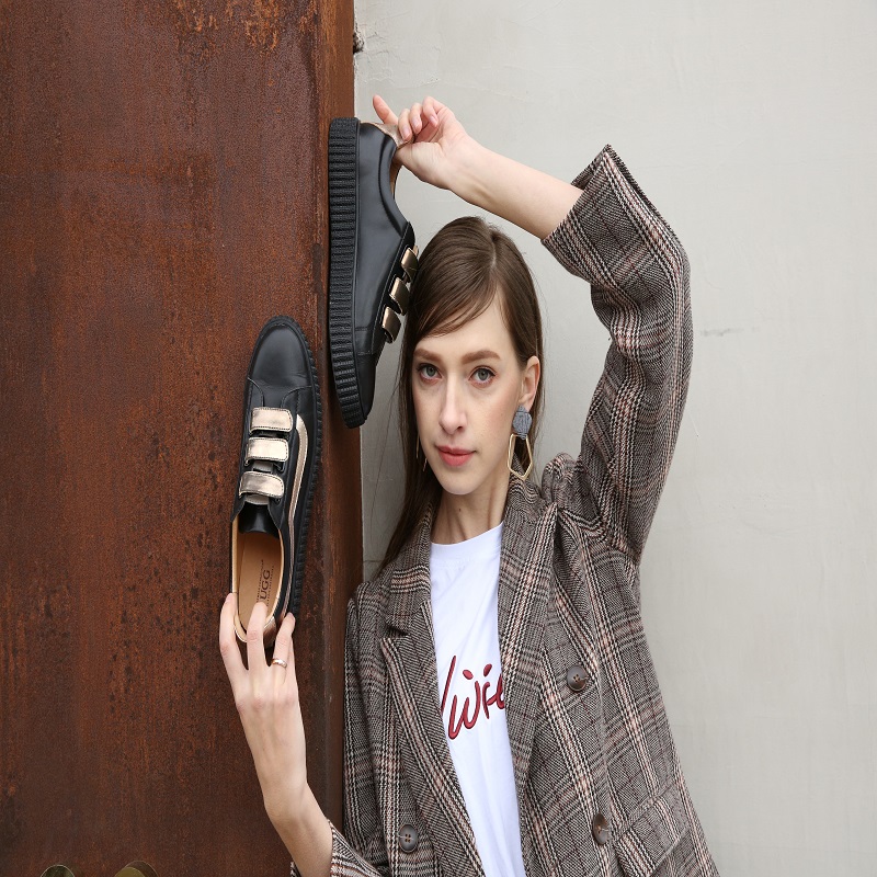 【澳洲仓】OZWEAR UGG OB335 春夏新款条纹拼接 蝴蝶结/魔术贴 两穿运动鞋