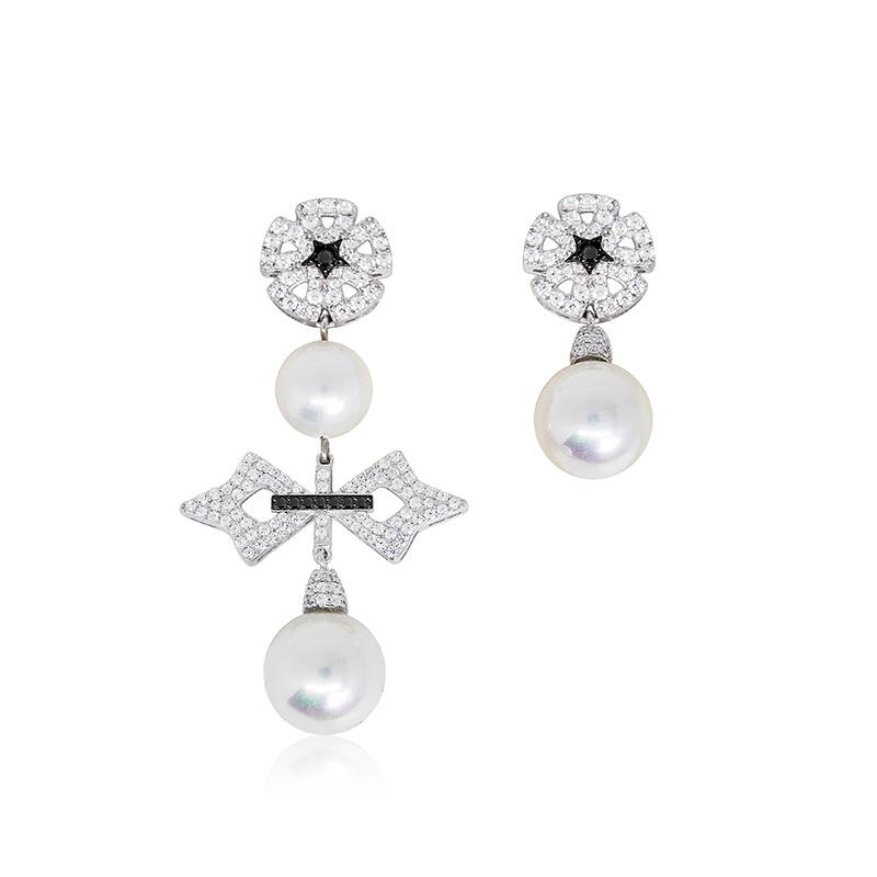 【澳洲仓】【限量】APM Monaco AE8242XZ 不对称黑色纯银珍珠耳环耳钉