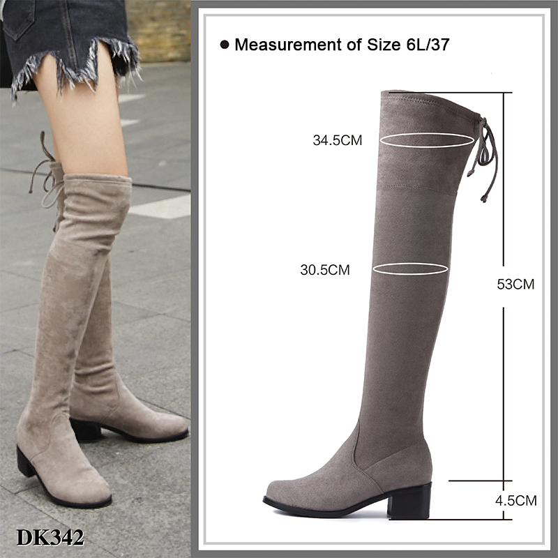 【澳洲仓】DK UGG DK342 尖头粗跟丝绒长靴 4cm粗跟