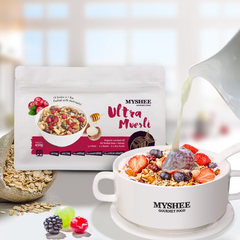 【澳洲仓】Myshee麦食椰子油小贵族麦片450g 香脆混合坚果果干蜂蜜口味 超级早餐麦片Ultra Muesli 有机 健身 瘦身 美容 低温烘焙 即食 吴宗宪 明星