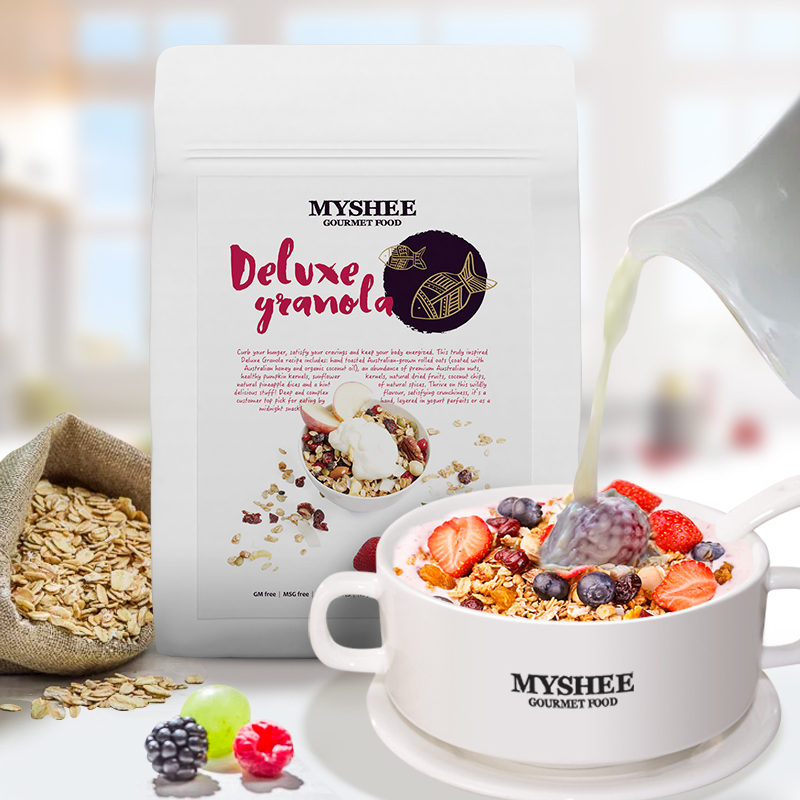 【澳洲仓】Myshee麦食椰子油大贵族麦片750g 香脆混合坚果果干蜂蜜口味土豪麦片 有机 营养早餐 零食 Deluxe Granola 有机 吴宗宪 明星 健身 瘦身 美容 低温烘焙 即食