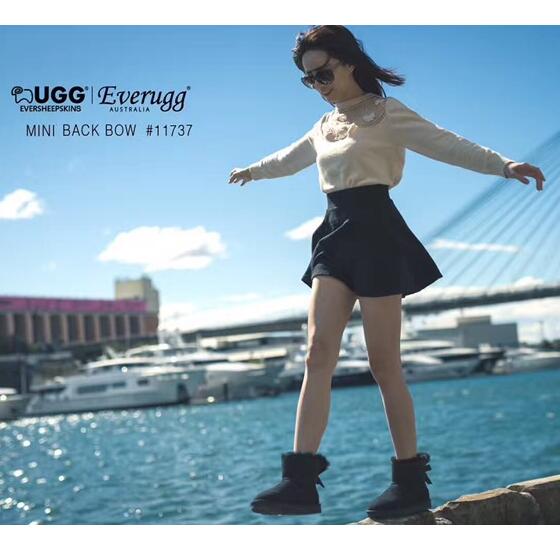 【澳洲仓】EVER 11737 单后蝴蝶结 皮毛一体短靴（35脚腕粗的建议大一码）