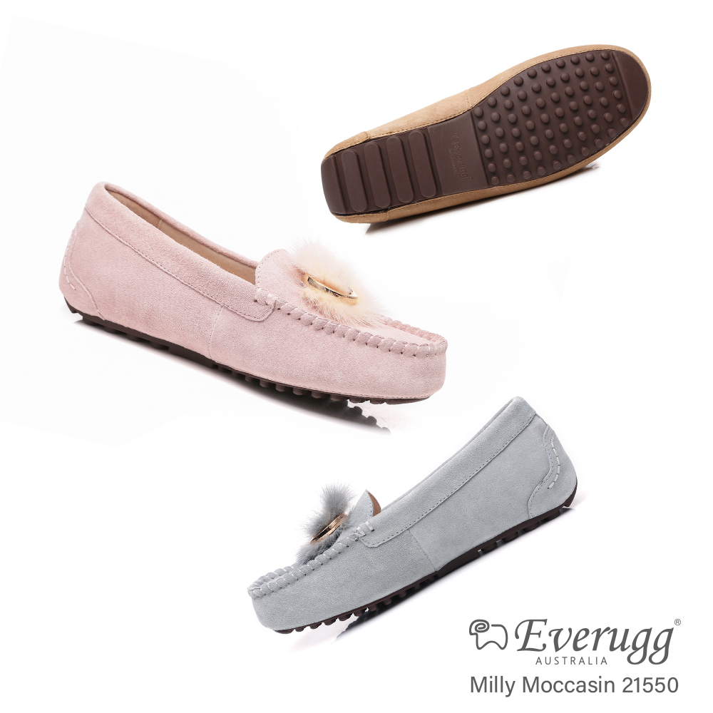 【澳洲仓】【特价】EVER UGG 21550 春夏新款 金属环貂毛单豆豆鞋