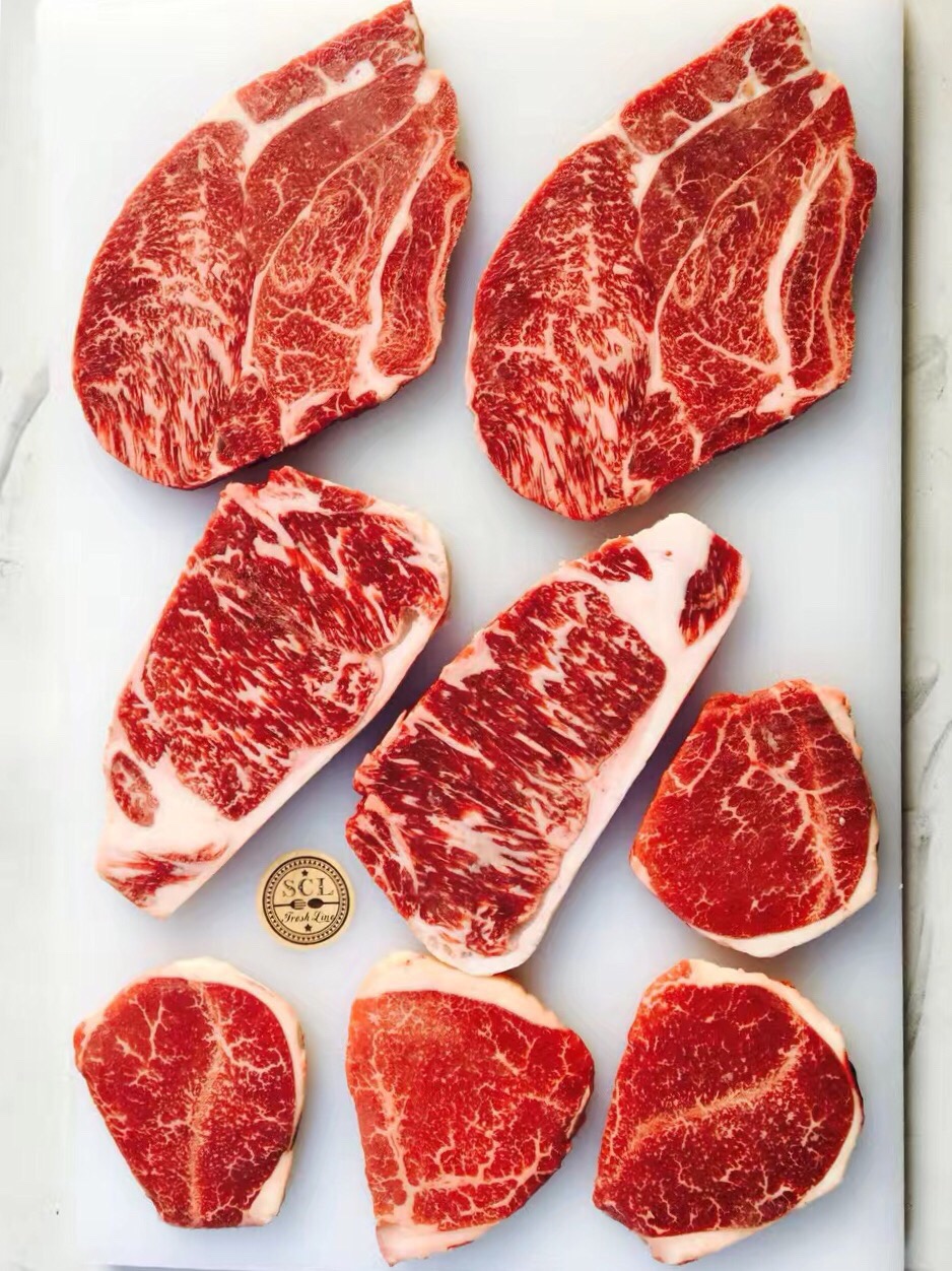 【中国仓】经典和牛套餐 澳洲M8西冷400g+澳洲M9上脑400g+澳洲M9菲力480g（偏远地区请补拍生鲜偏远地区运费）