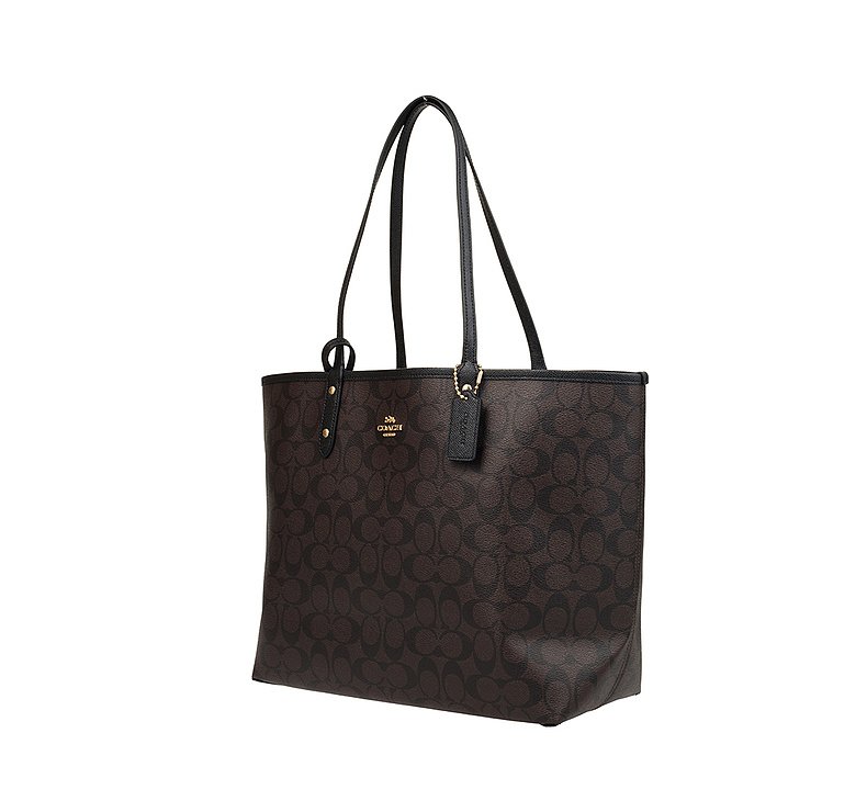 美国直邮 COACH/蔻驰 女士C字母印花双面背手提单肩包托特包 F36658 IMAA8 深棕
