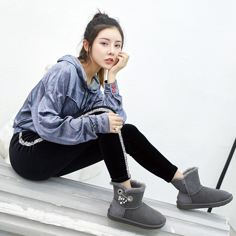 【澳洲仓】DK UGG DK027 秋冬新款奥地利水晶别针短筒雪地靴