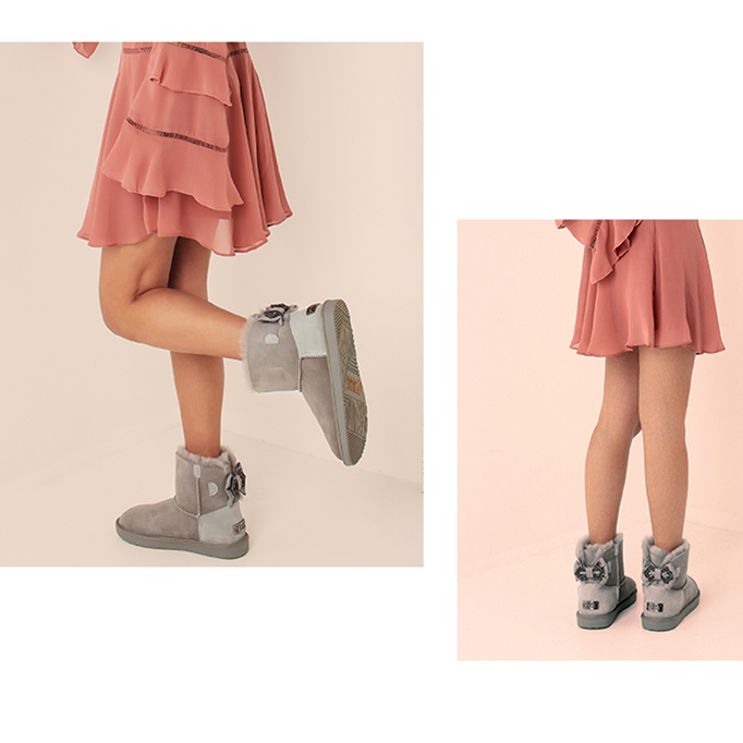 【澳洲仓】DK UGG DK040 秋冬新款 简约皮质蝴蝶结 雪地靴