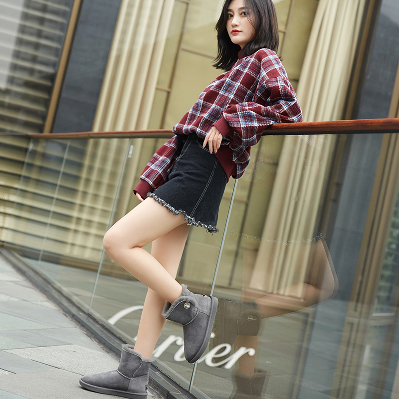 【澳洲仓】DK UGG DK036 秋冬新款 奥地利水晶 银色旋扣装饰雪地靴