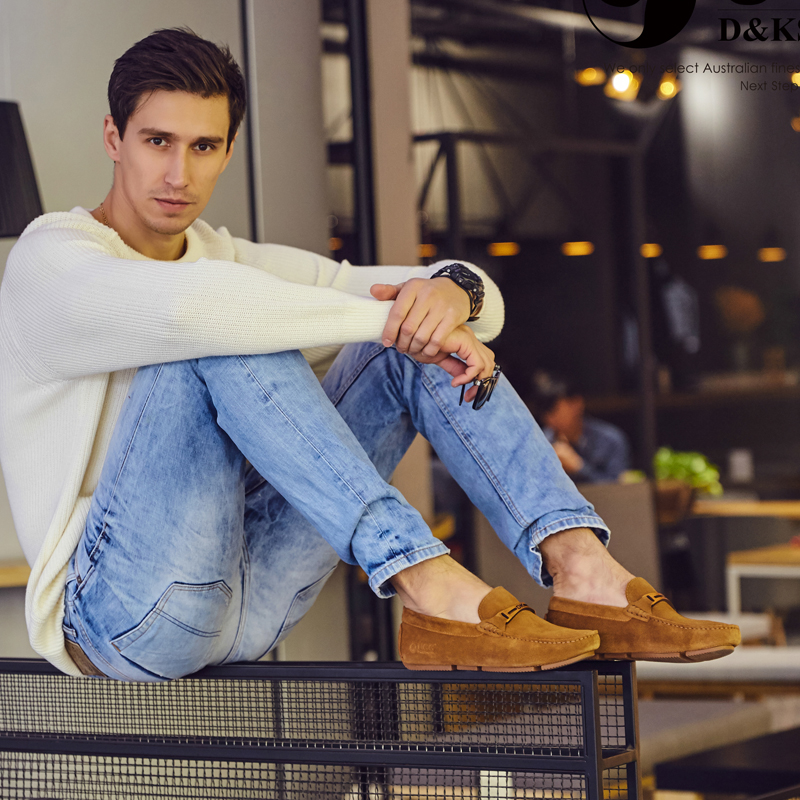 【澳洲仓】DK UGG DK703 Kelson 春夏新款 牛反皮男士单豆豆鞋