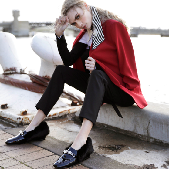 【澳洲仓】DK UGG DK213  内增高蜜蜂加毛乐福鞋