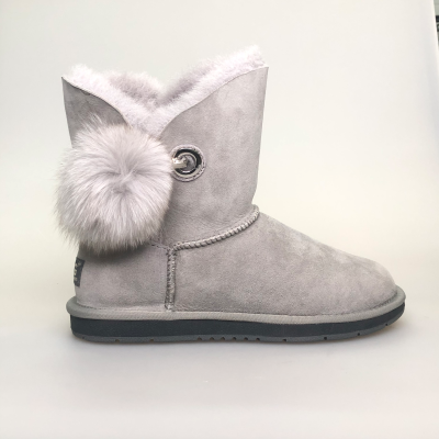 【澳洲仓】AS  UGG 15663 狐狸毛球中筒雪地靴