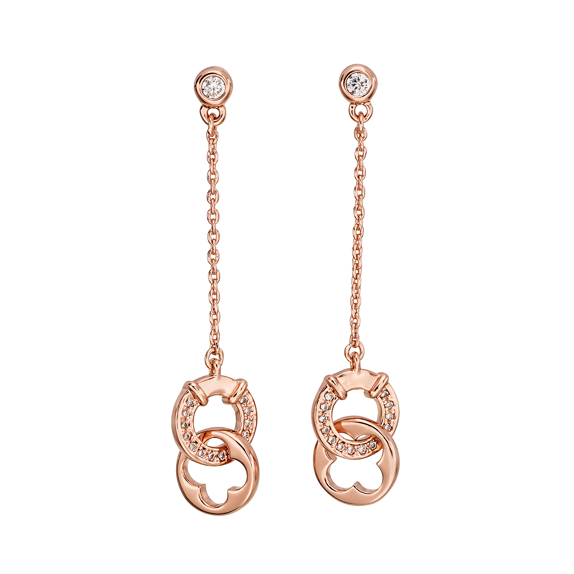 【澳洲仓】Pica Lela 幸运与愿望镶钻镀18K 玫瑰金耳环 MER-5942-CZ（原价154刀）（送耳钉）