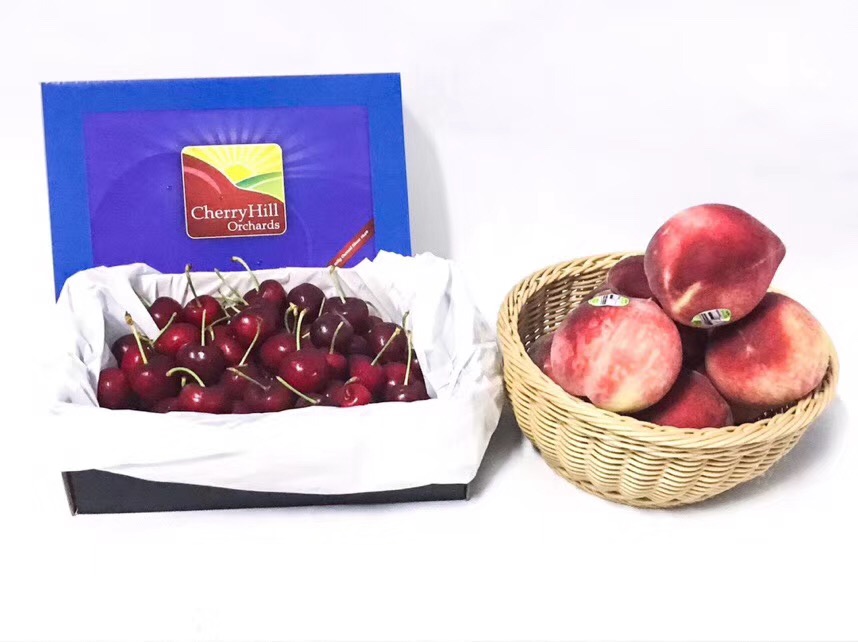 【中国仓】【双十二畅销水果套餐】CherryHill 车厘子 1kg装（两个规格）+水蜜桃 8粒约1150克（偏远地区补运费：甘肃、青海、内蒙古、宁夏、黑龙江、吉林、西藏、新疆、辽宁）