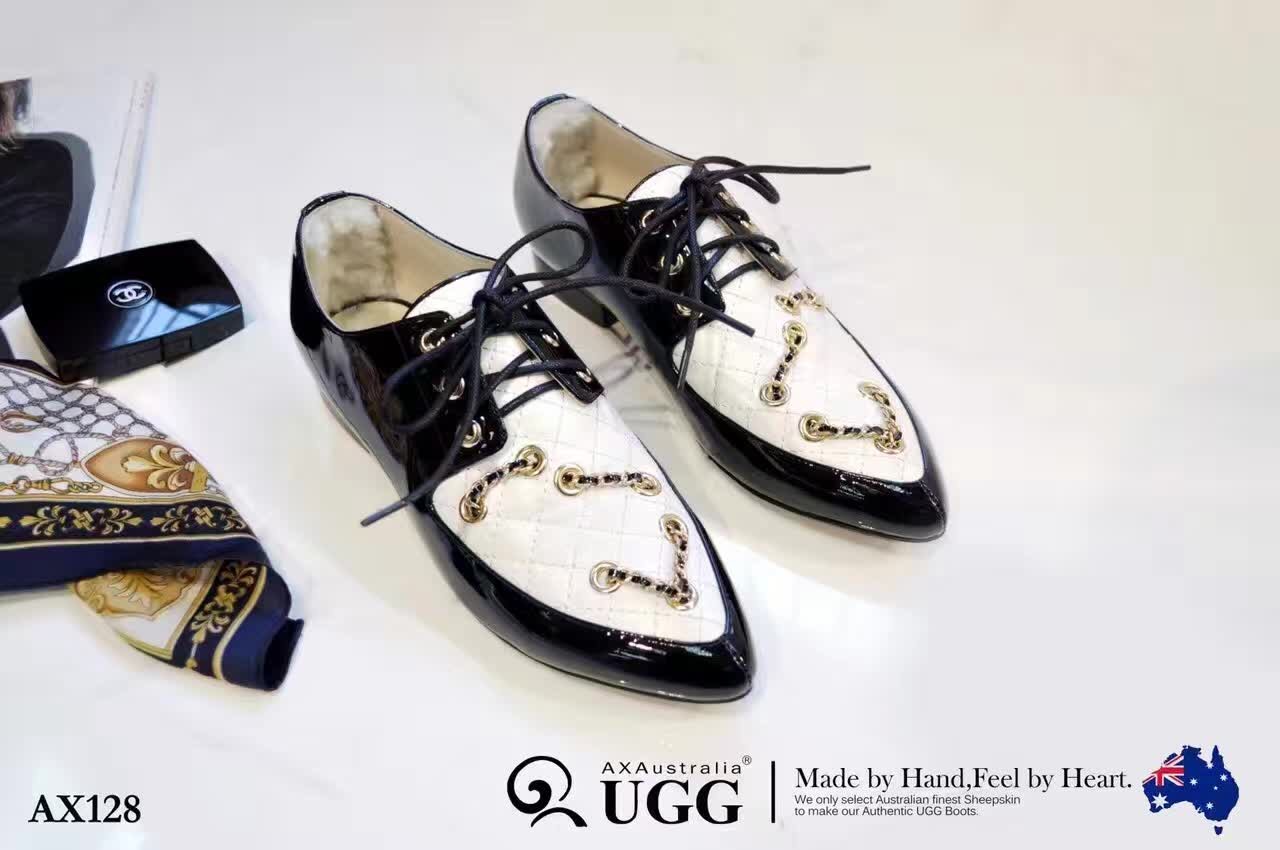 【澳洲仓】【特价】AXA  UGG AX128 春夏英伦学院风黑白拼色牛津鞋