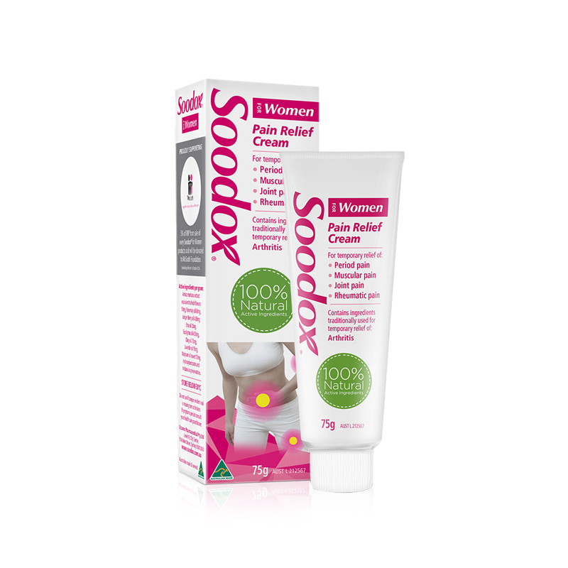 【澳洲仓】【特价】SOODOX PAIN RELIEF CREAM FOR WOMEN   痛经膏 75g （18年3月）