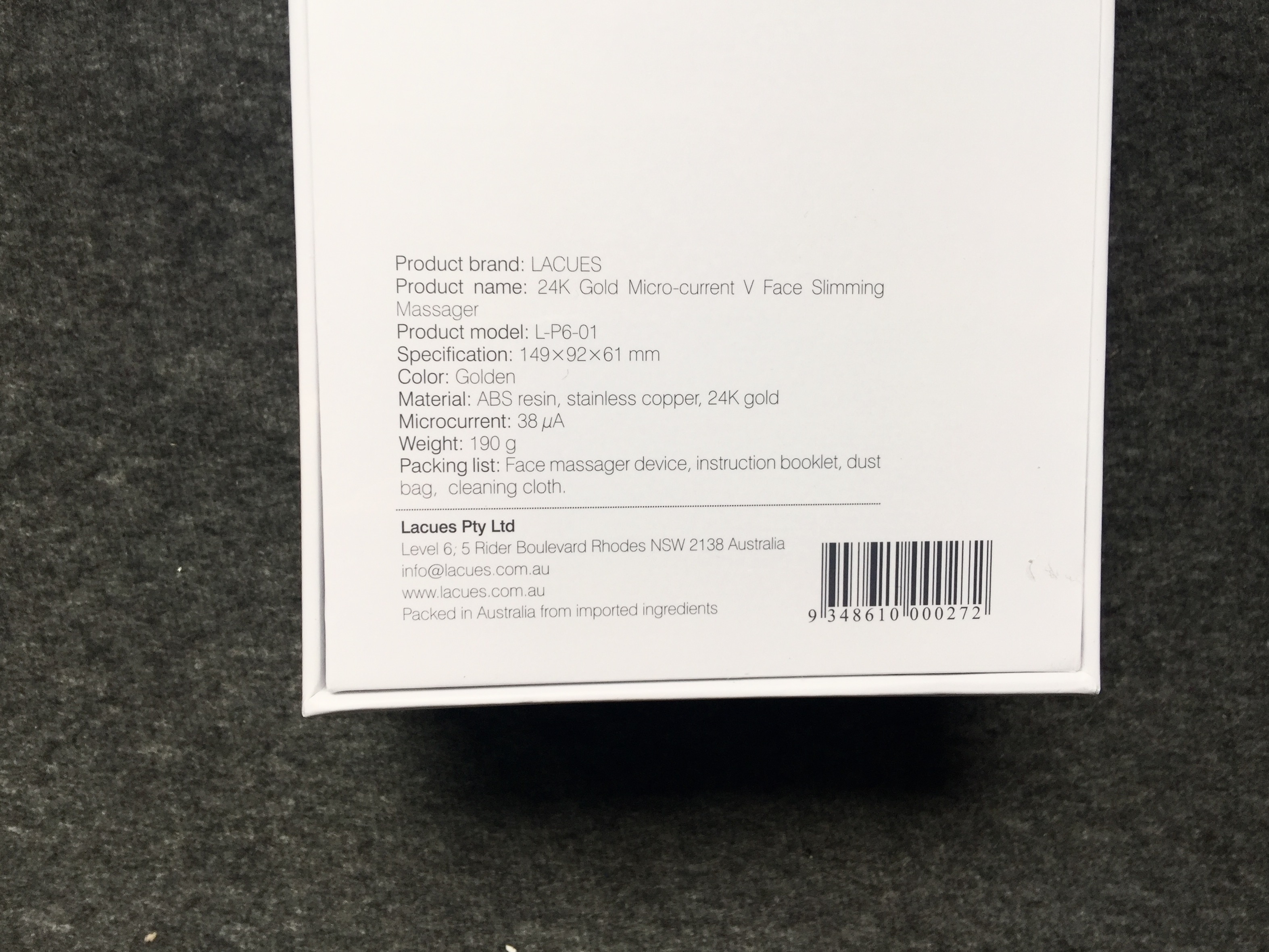 【澳洲仓】【澳洲直邮】LACUES  24K金V脸美容仪 瘦脸提拉紧致嫩肤