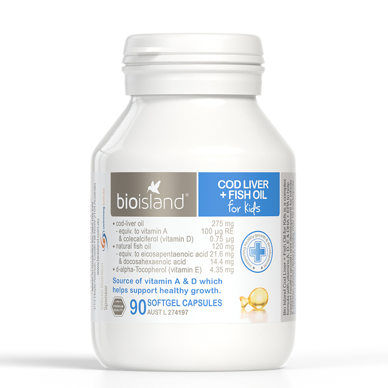 【澳洲仓】BIO ISLAND 鱼肝油90粒 儿童宝宝婴幼儿鳕鱼肝+鱼油补脑护眼