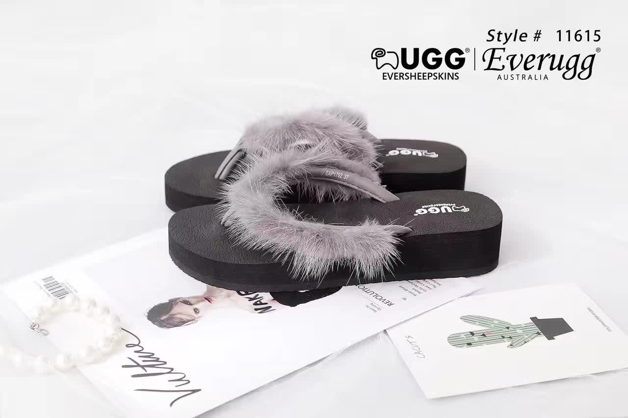 【澳洲仓】【春】春夏新款 EVER  UGG  Faye 11615 毛绒女款人字凉拖鞋