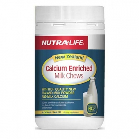 【新西兰仓】Nutra Life 纽乐高钙奶片 咀嚼片 60片