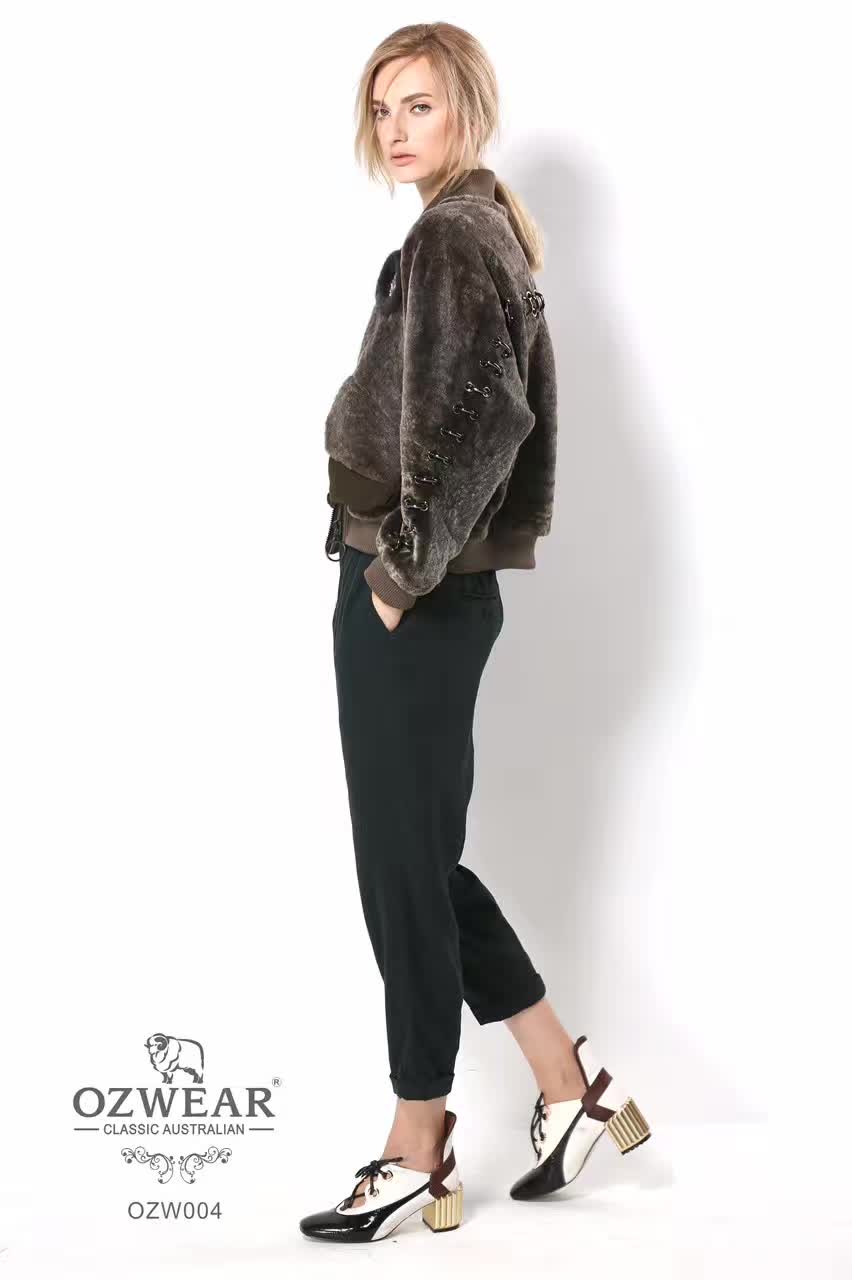 【中国仓】OZWEAR UGG OZW004 时尚皮草系列 棒球衫短板皮毛一体外套（中国发货）