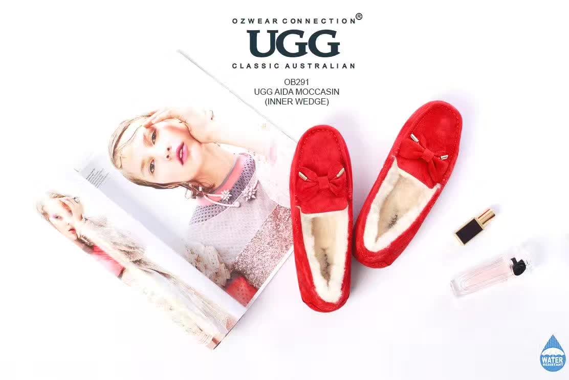 【澳洲仓】OZWEAR UGG OB291 防泼水内增高 蝴蝶结毛豆豆鞋（内增高3.5cm 毛球需要单独购买）