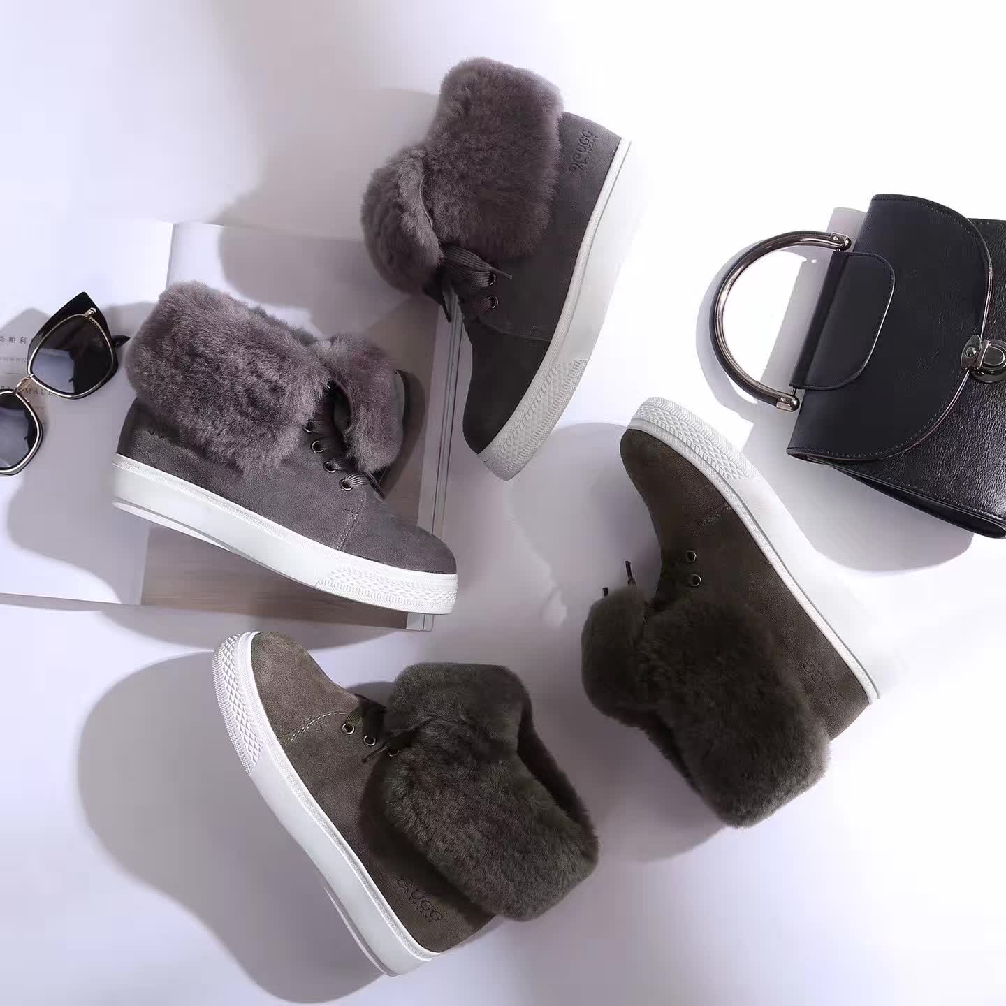 【澳洲仓】Ausnow ugg FB015 运动风翻毛内增高雪地靴