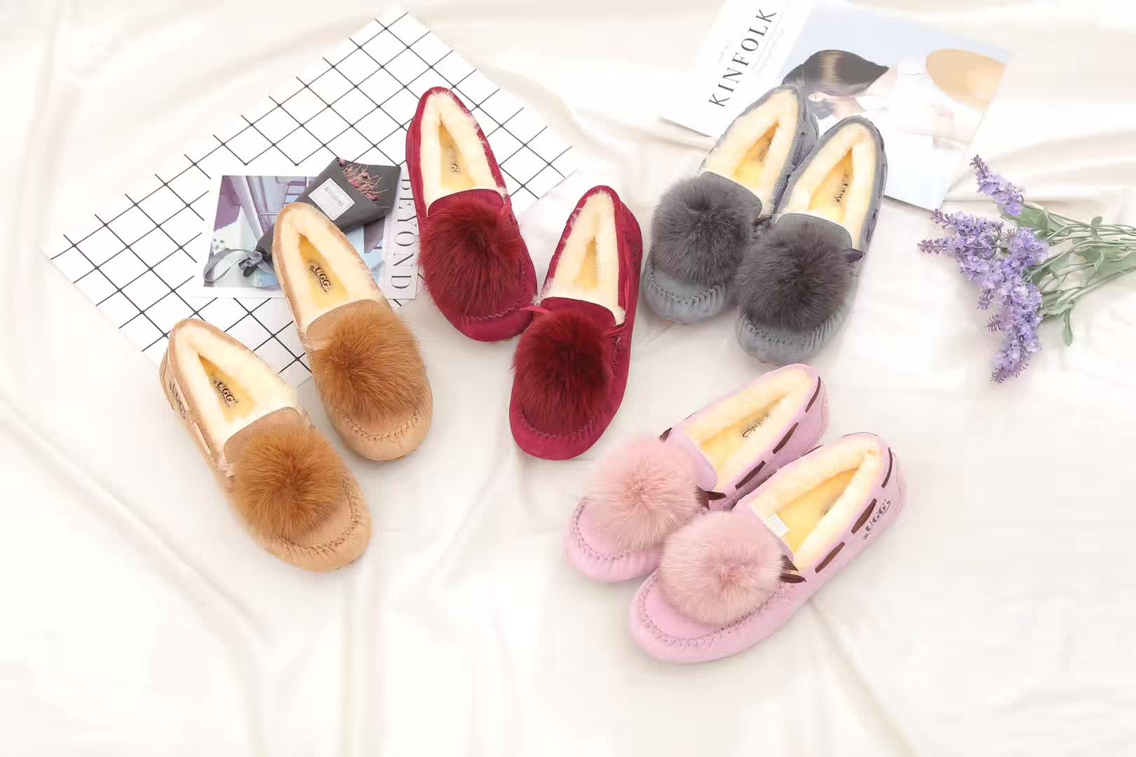 【澳洲仓】AUSNOW UGG CM025 毛球毛豆豆鞋（内增高3cm，防泼水）