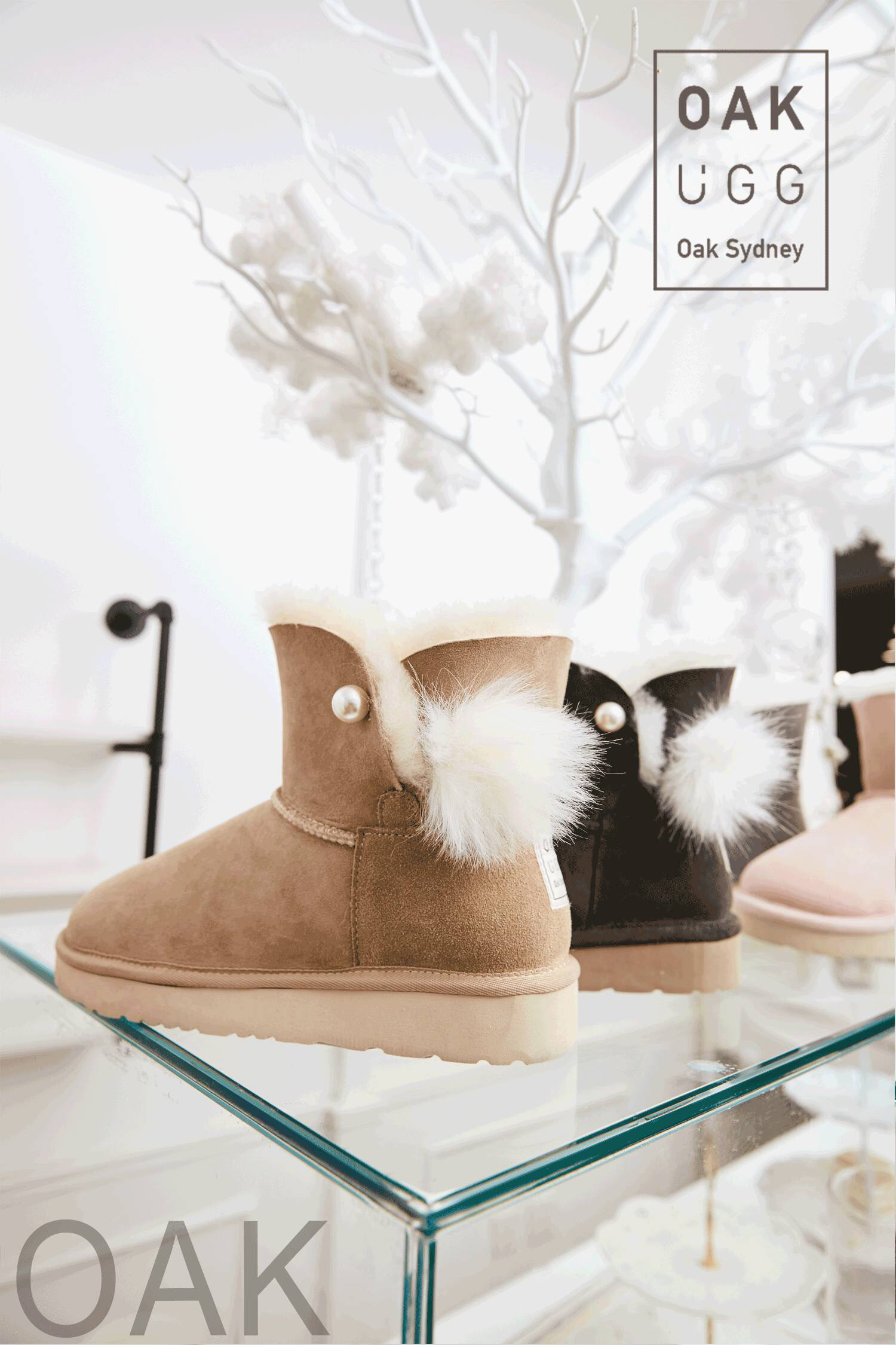 【澳洲仓】【冬款出清】OAK UGG oak007 Princess Pearl  防泼水毛球配饰 珍珠花型雪地靴
