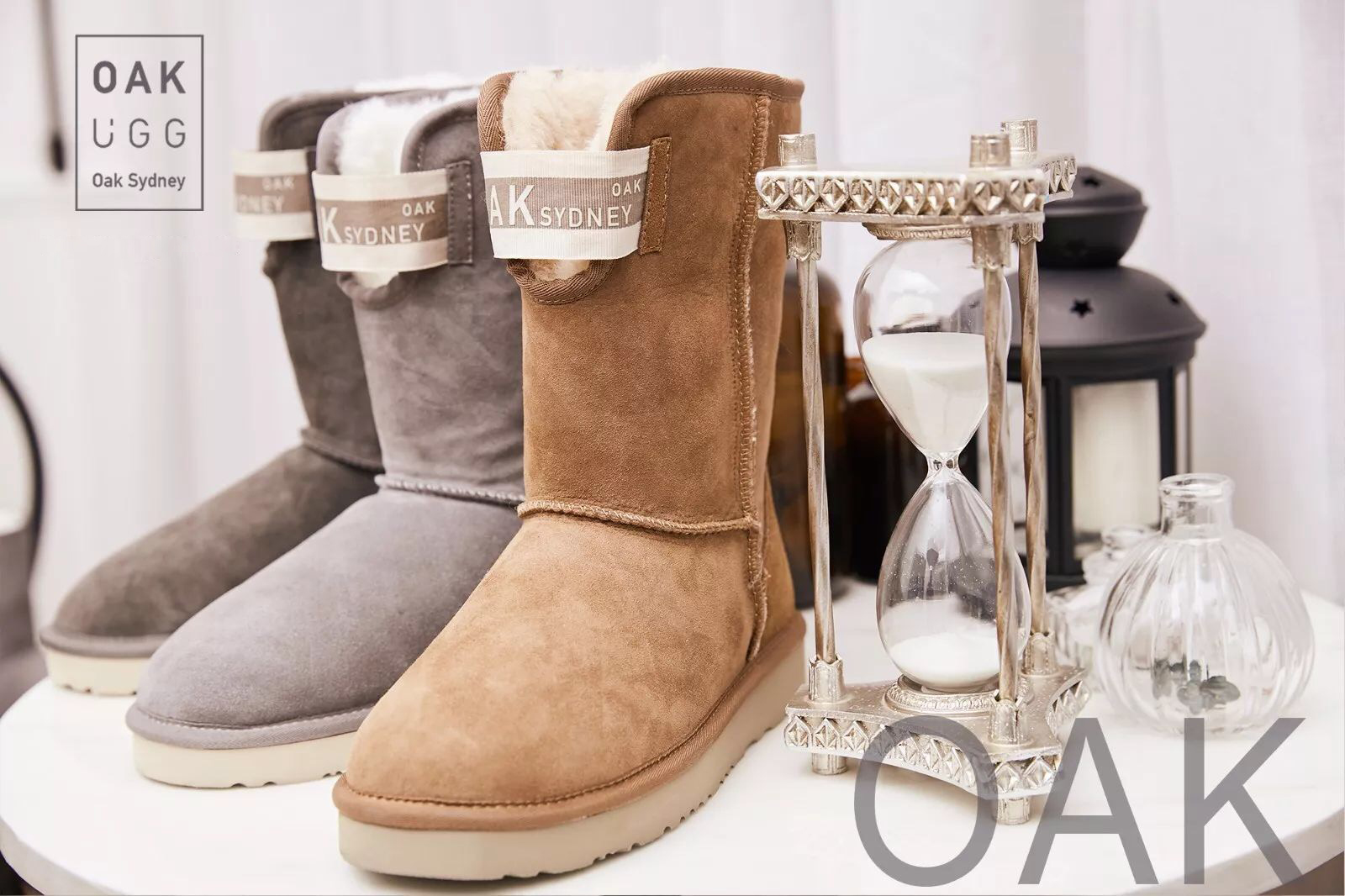 【澳洲仓】OAKUGG 20002 U Shape  防泼水时尚饰带经典中筒雪地靴 oak003