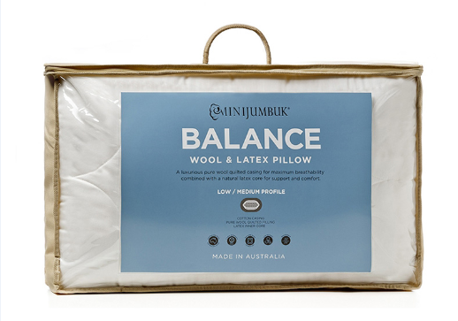 【澳洲仓】Minijumbuk Balance Pillow羊毛橡胶枕头澳洲单人成人记忆护颈椎枕芯泰国天然乳胶