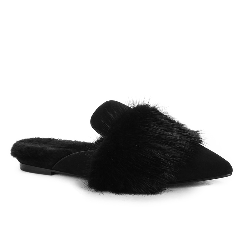 【澳洲仓】【冬款出清】DK UGG DK208 秋冬新款黑色水貂毛拖鞋