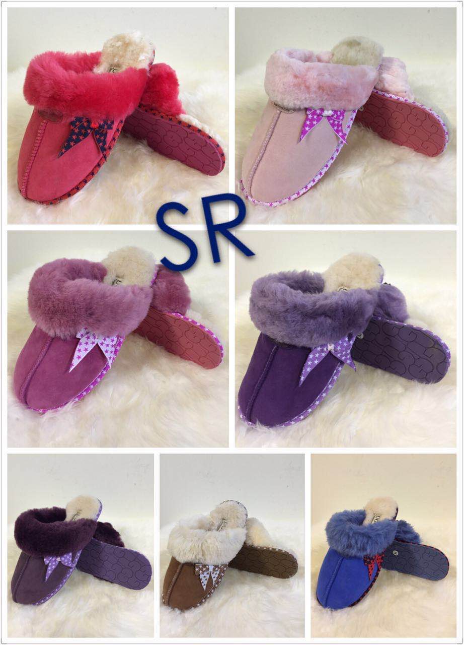 【澳洲仓】【断码特价】BLUESTAR SR 女士翻毛蝴蝶结薄橡胶底皮毛一体拖鞋