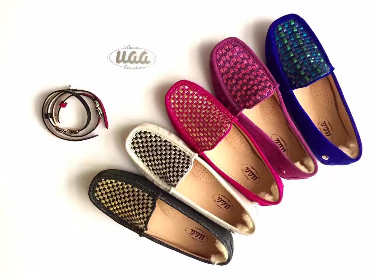 【澳洲仓】Aussie Connection AC1650BZ 春夏闪亮方格紋无毛豆豆鞋