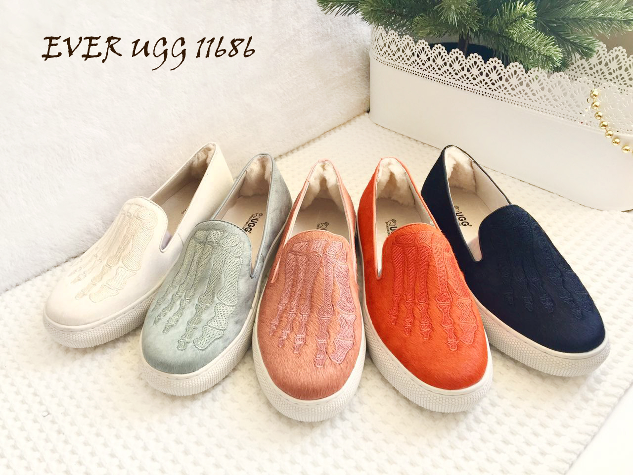 【澳洲仓】【春】EVER UGG 11686 VERA 春夏骷髅图案马毛平底单鞋