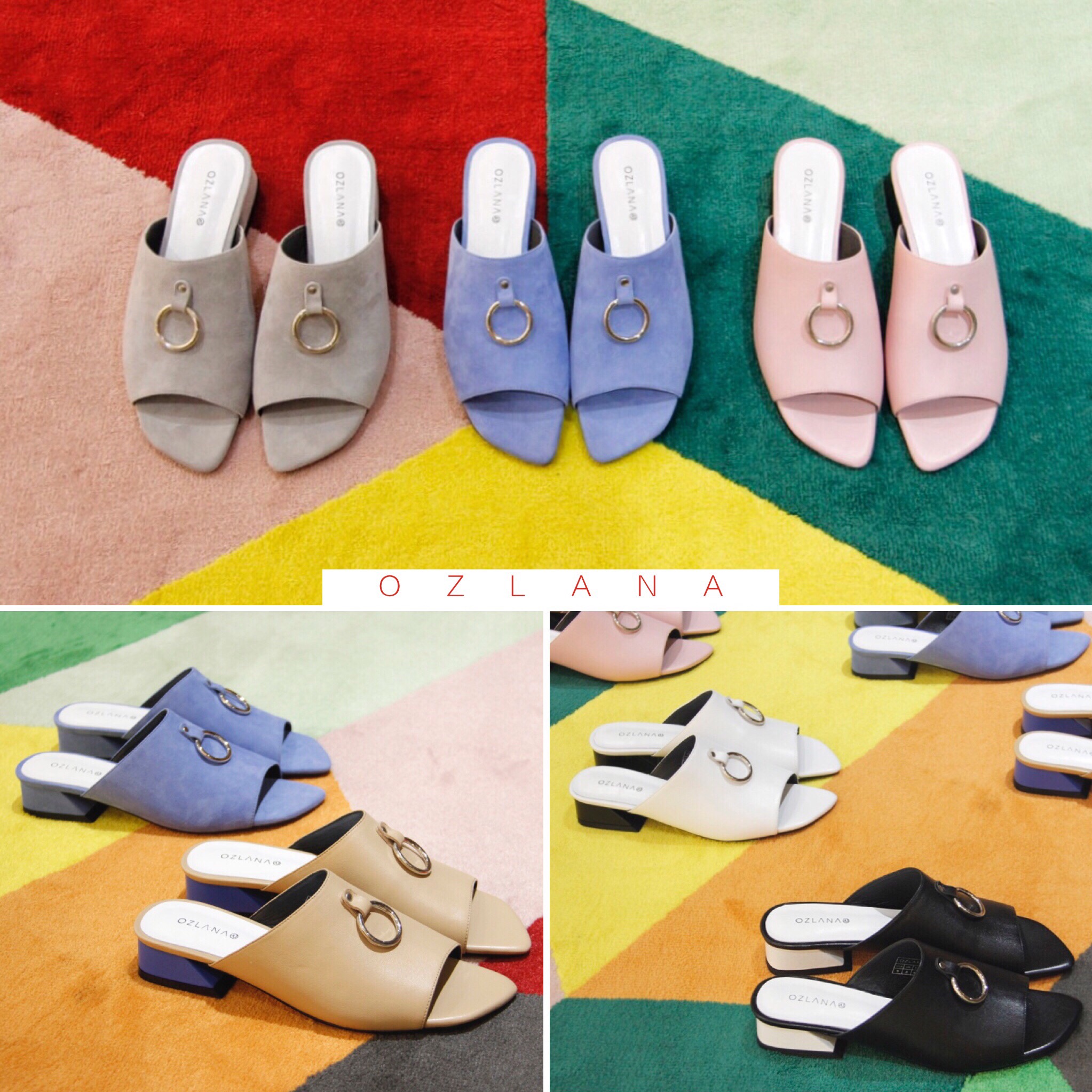 【澳洲仓】【春】OZLANA AU OZ3033 Rainbow 春夏简洁撞色凉拖鞋