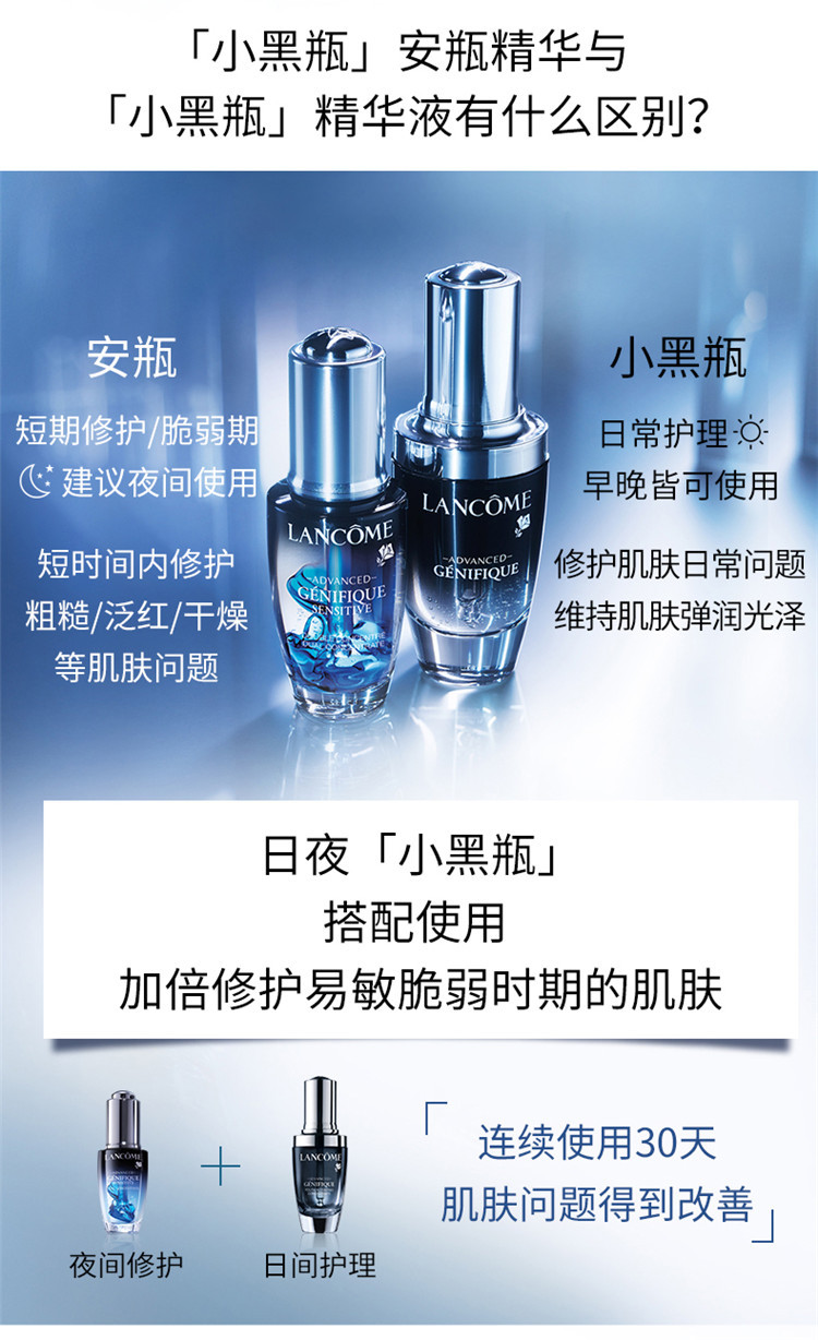 【欧洲仓】【法国直邮】lancome兰蔻「小黑瓶」肌底修护舒润安瓶精华