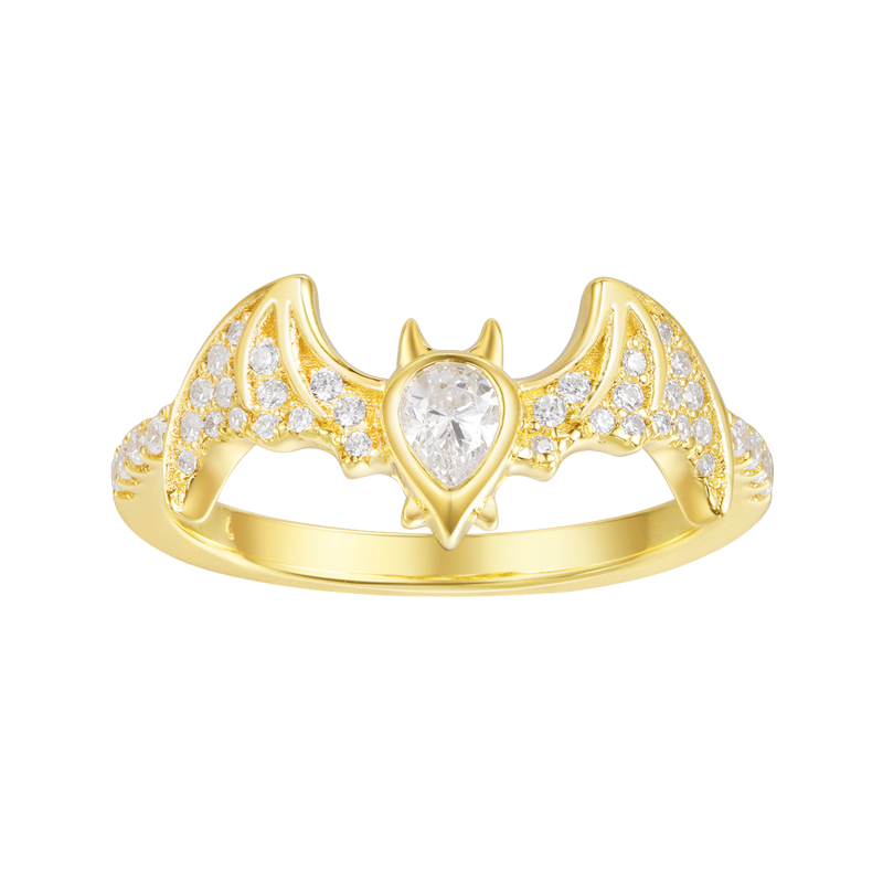 【澳洲仓】apm monaco a18507oxy 金黄色银镶晶钻蝙蝠戒指(原价680元