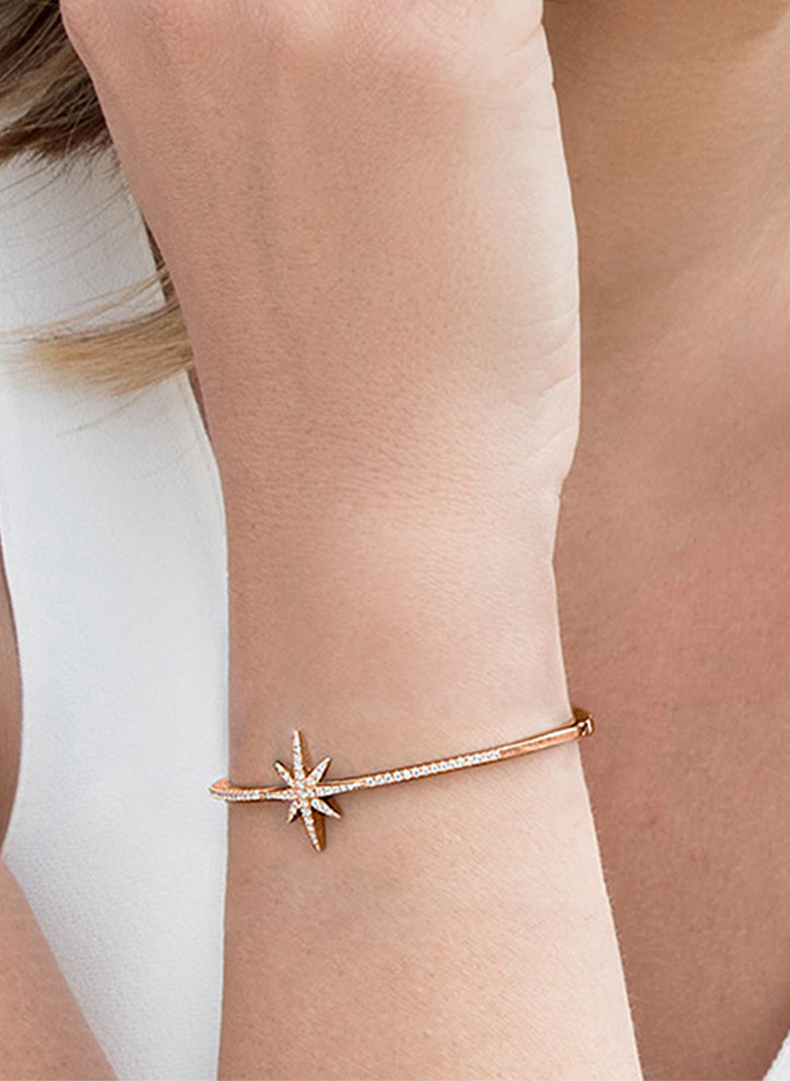 【澳洲仓】apm monaco rb3283oxs 粉金色银镶晶钻流星开口手镯(原价