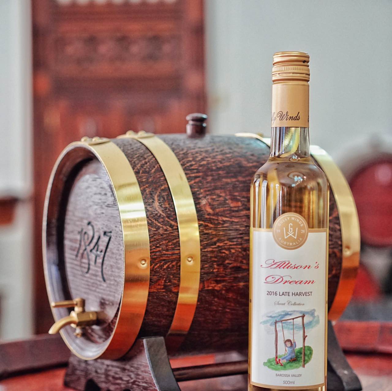 【中国仓】澳洲红酒 1847 gully winds 艾力森之梦 晚收甜白(t1) 2016
